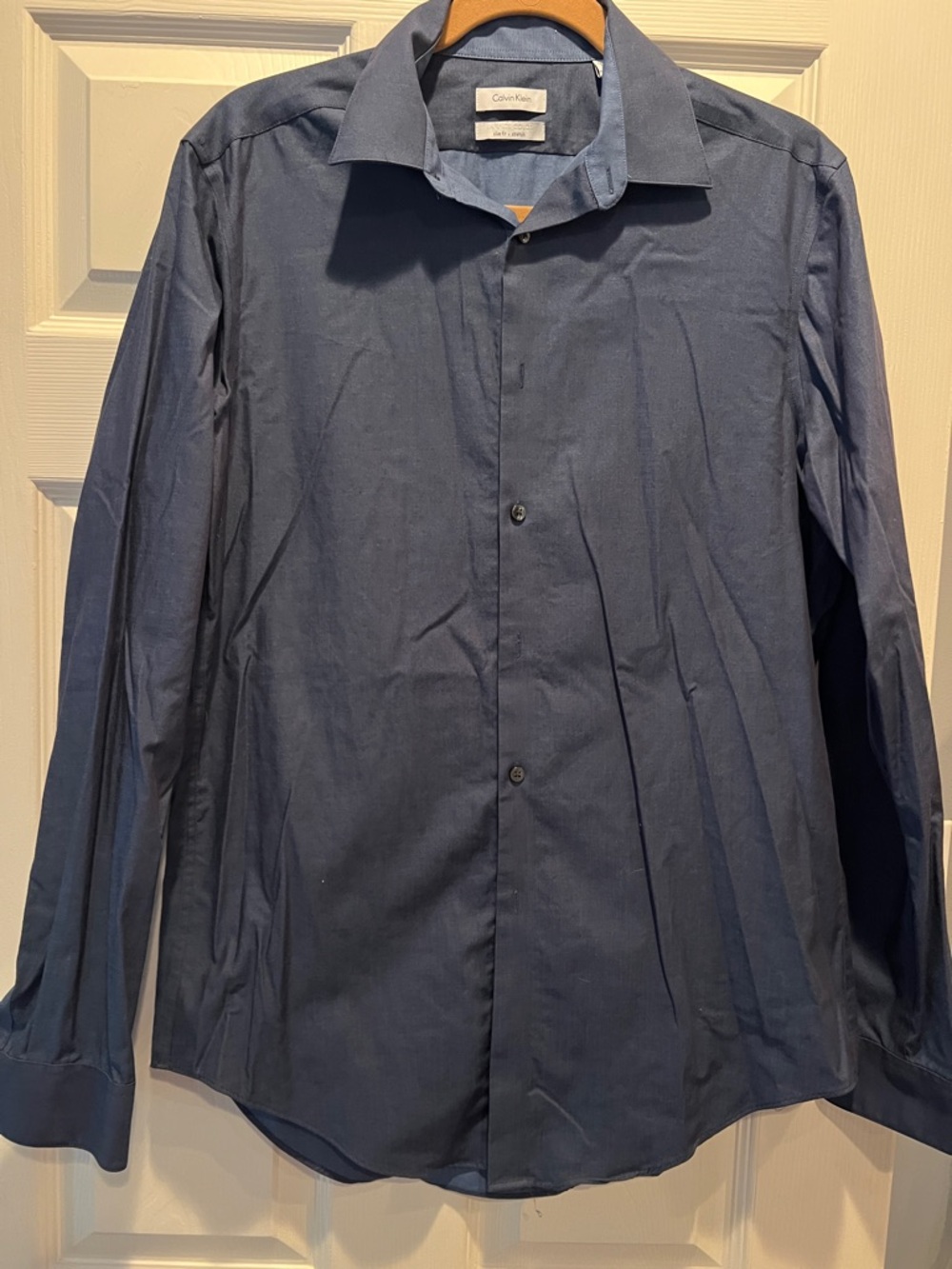 Calvin Klein Men's Long-Sleeve Dress Shirt in Deep Blue